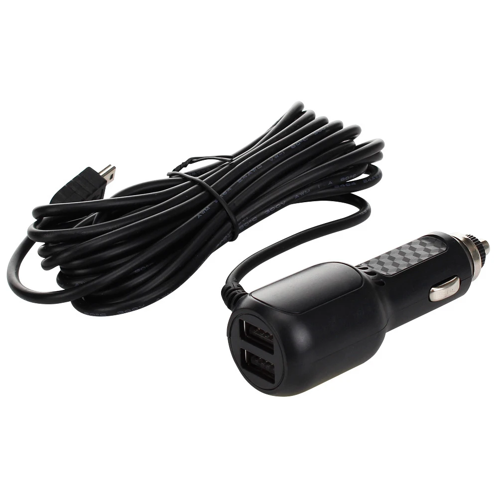 Автомобильное зарядное устройство 5 в 2 а с двумя usb портами микро/мини кабель для