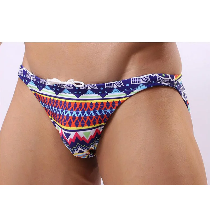 New printed low waist swimsuit men swimwear sexy swimsuit beach shorts pouch bikini swim briefs bathing suit maillot de bain 120