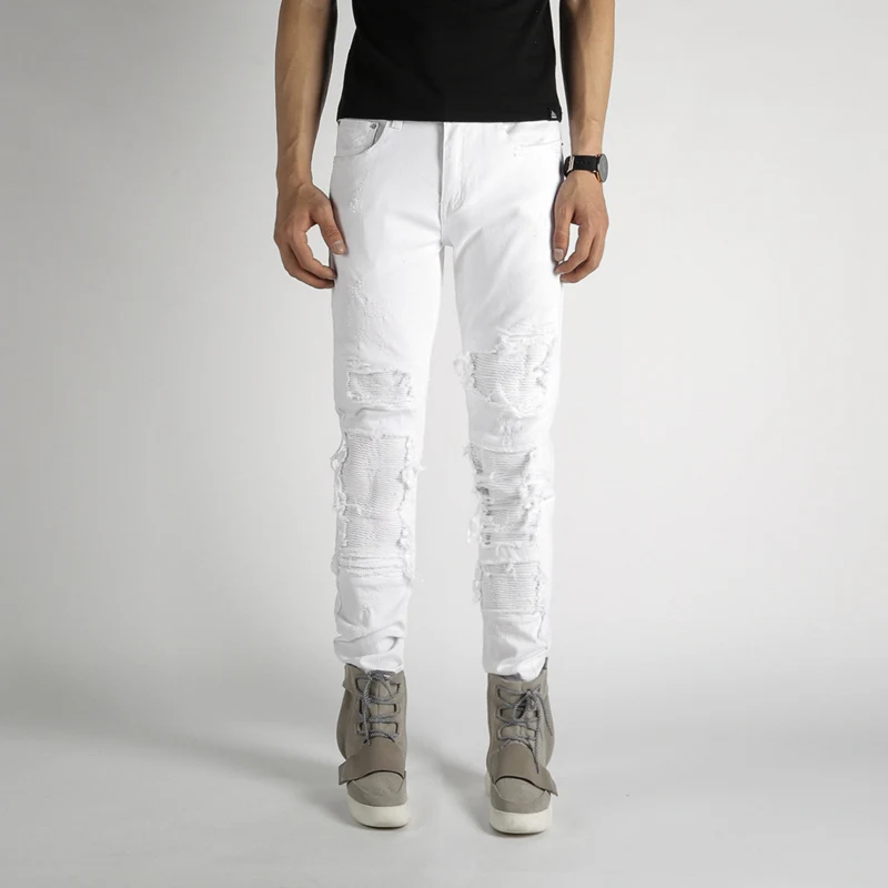 

2017ss New Men's Jeans Spring and Autumn GD White Cave Jeans Male Fittings Jeans