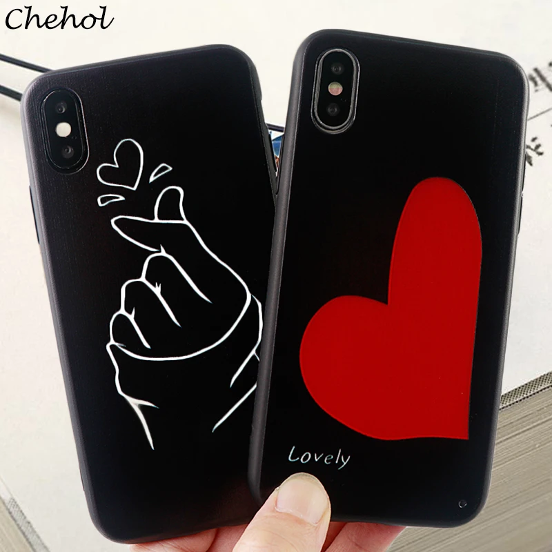 Пара за чехол на айфон X XS MAX XR 6 s 7 8 Plus Мода любовь сердце Мягкий ТПУ установлены