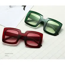 Панк большие квадратные солнцезащитные очки городские женские роскошные большая оправа красные зеленые Солнцезащитные очки женские винтажные очки UV400