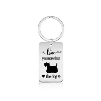 

Stainless Steel Yorkshire Terrier Keychains High Quality Silver Color I love you more than the dog Key Chains Car Bag Keyrings