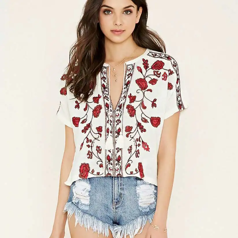 Popular Embroidered Peasant Tops-Buy Cheap Embroidered