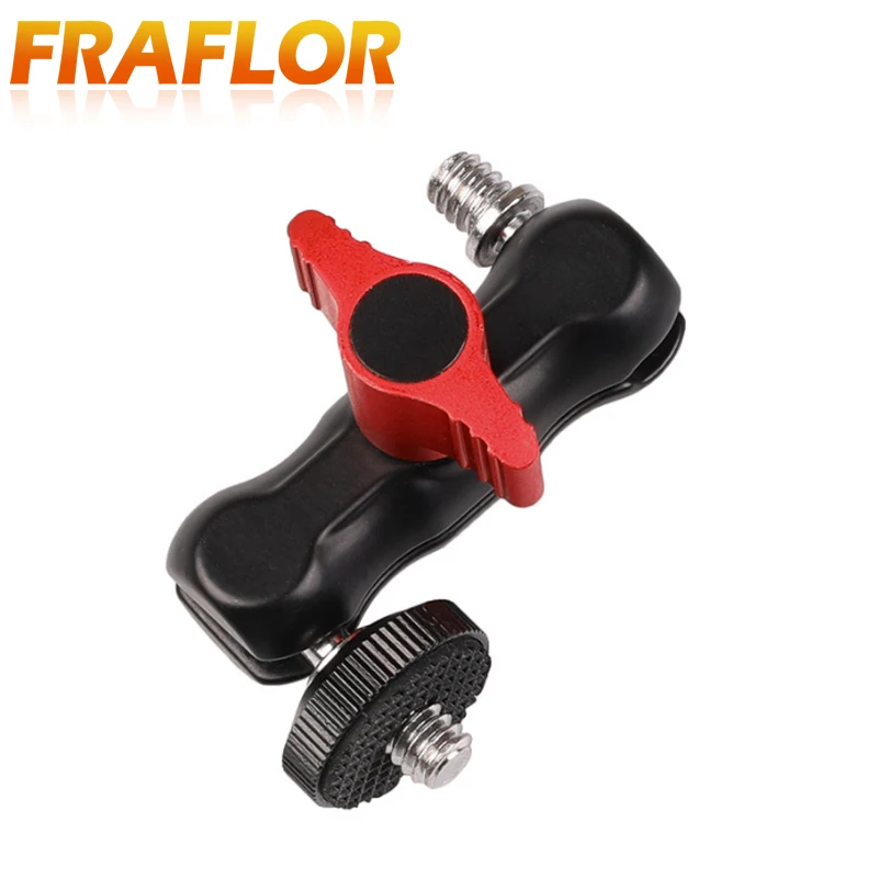 S Size Universal Monitor Bracket Ball Head Clamp Super Holder Stand SLR Camera Magic Arm Double HotShoe Ball Head Crab Claw Clip