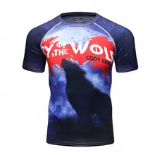 Для мужчин быстросохнущая Спорт Бег одежда Бодибилдинг Костюмы Фитнес сжатия Колготки для новорождённых одежда короткий рукав тренажерный зал Футболка