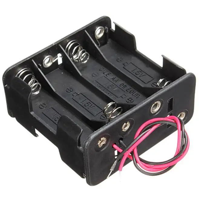 

1Pc 8 AA 2A Battery 12V Clip Holder Black Box Case with Wire Leads 10#