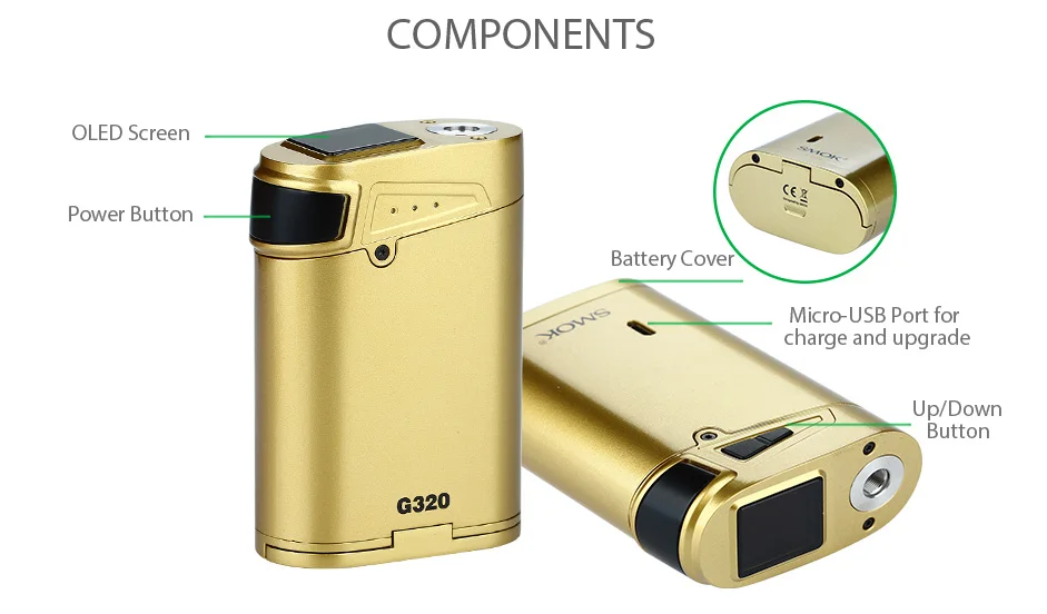 Authentic SMOK Marshal G320 Kit With TFV8 Big Baby Tank VW TC 220W 320W