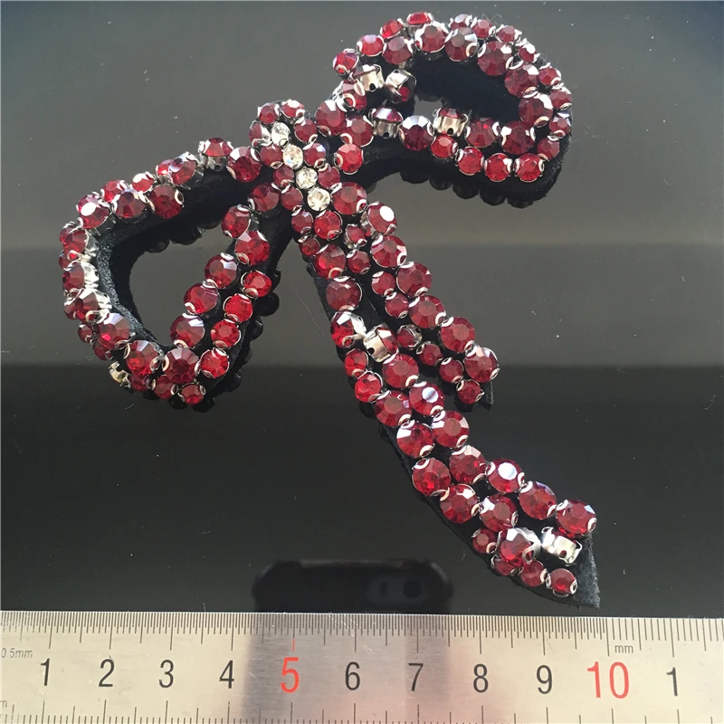 

1022-19 big bowknot handmade applique insect rhinestones bead embroidered trim badge fringe DIY sew patch bridal applique