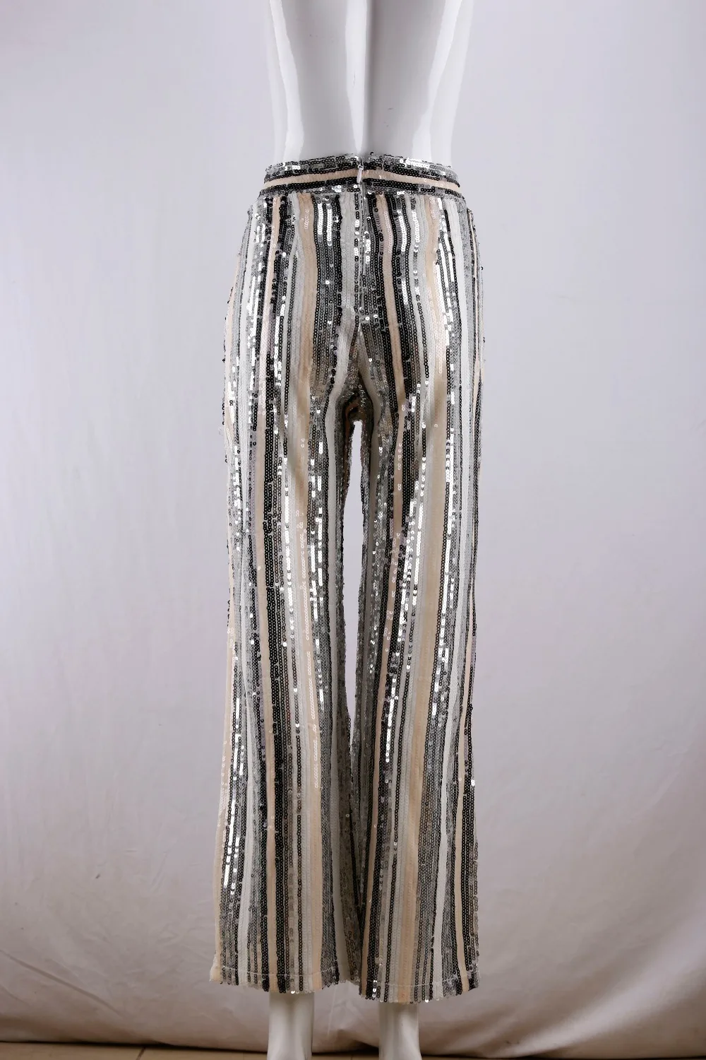 Высококачественные женские брюки с блестками в полоску Золотая кнопка-застежка прямые брюки Горячая Распродажа