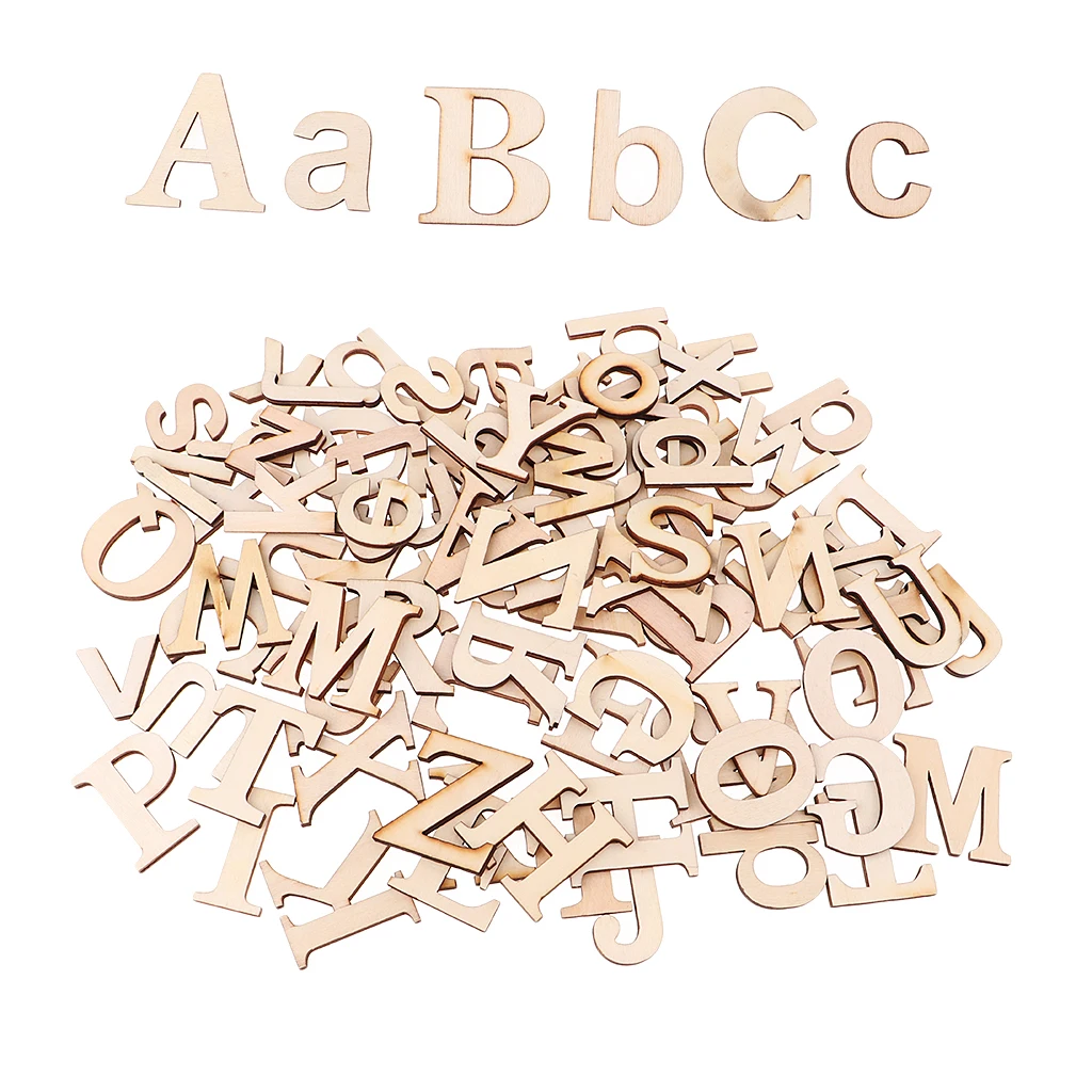 52pcsUnfinished Wooden Capital Alphabet Letters Wood Lower Case Letters for Arts Crafts Kids Educational Toys