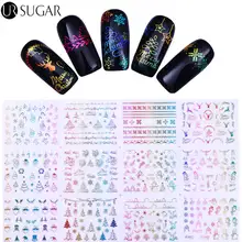 Рождественский 3D стикер для ногтей, Золотая Снежинка, олень, елка, Рождественский клей для накладных ногтей, переводная наклейка, маникюрное украшение для ногтей, сделай сам