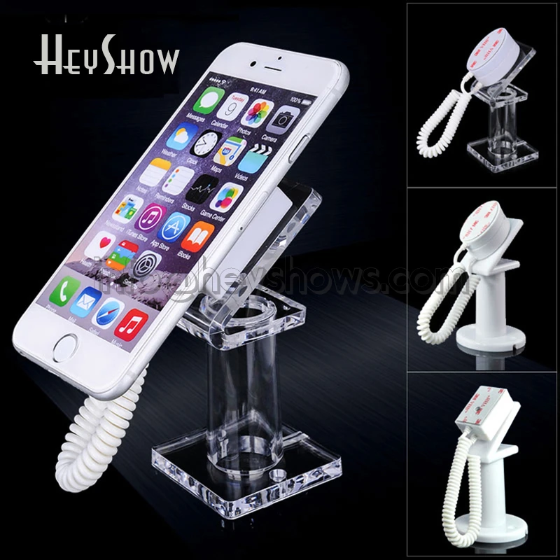 10 Pcs Acrylic Mobile Phone Security Display Stand Iphone Anti-Theft Holder With Retractable Device For Retail Shop Show