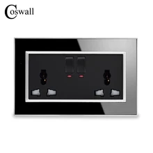 Coswall 146 Тип универсальная многофункциональная Коммутируемая розетка с неоновой роскошной настенной розеткой акриловая кристальная зеркальная панель