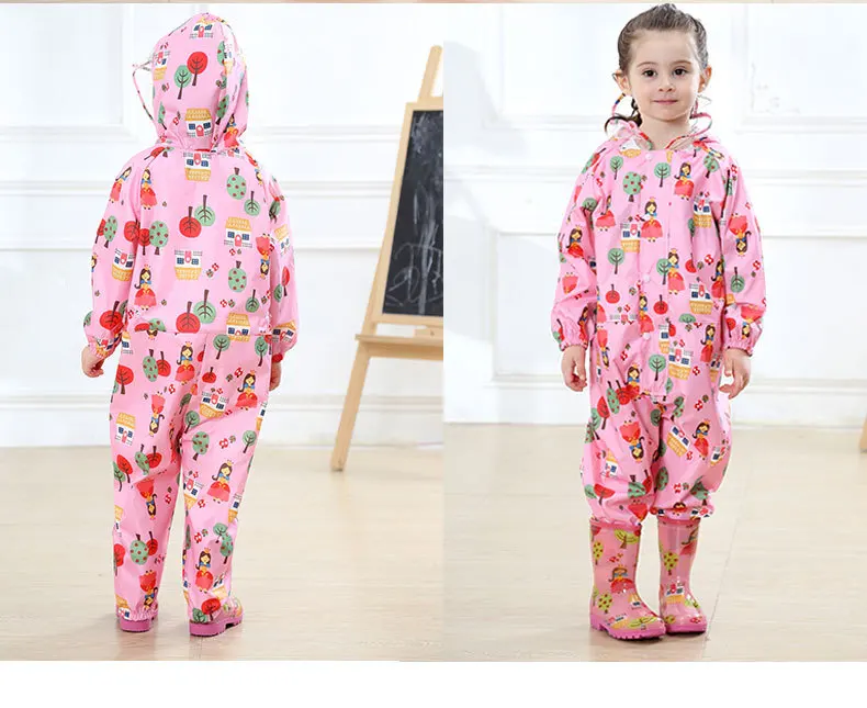 8.Children cartoon raincoat kids jumpsuit rainwear raincover for children baby boys girls waterproof poncho rain coat