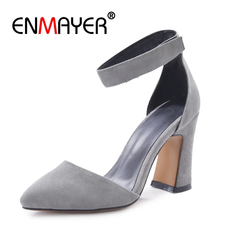 

ENMAYER Square Heel Pointed Toe Casual Women Shoes High Heel Block Heel Shoes Women Heels Size 34-39 ZYL2755