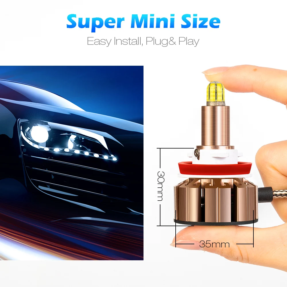 

360 degree 12 Side H11 H7 LED CSP Headlight Canbus Bulb 6000K 20000LM Mini Fog lights HB3 9005 HB4 LED H1 Auto Lamp no error new