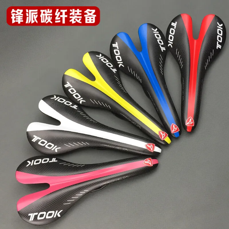 

TOSEEK 3K Full Carbon Fibre Bike Saddle MTB Mountain Road Bike Matt Colorful Front Seat Pad 265*127mm Racing Bicycle Saddle