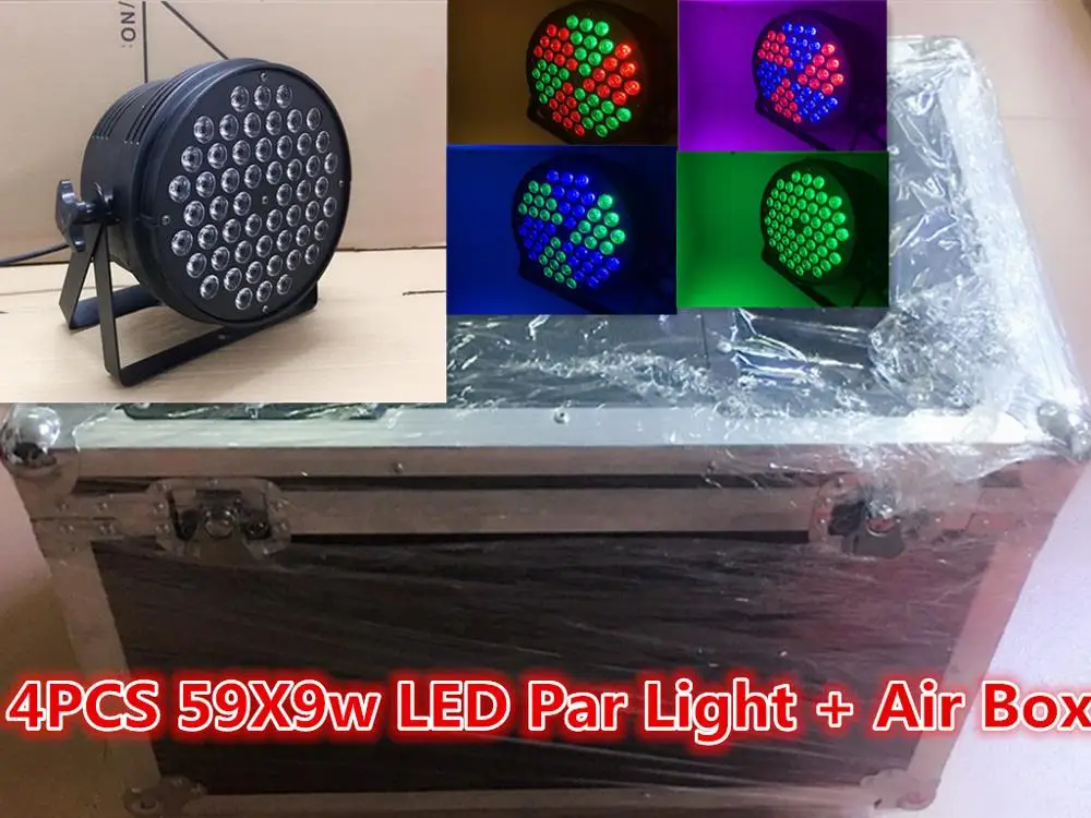 Кейс для полета + 4 шт./54x9 Вт LED par light RGBW DMX512 3 в 1 специальное сценическое освещение