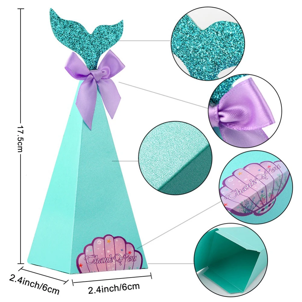 20 шт. креативные Русалочки хвост бант треугольник Свадьба Вечеринка ребенок душ поставки Конфеты DIY бумажная коробка сумка для хранения для мальчиков и девочек Горячая