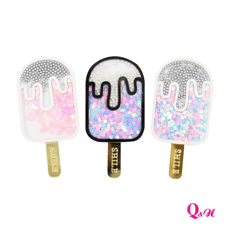 

Q&N Ice cream unicorn panda Candy Animal Star Bling Sequins Liquid Quicksand Cover For Phone Case, DIY Handmade Accessories