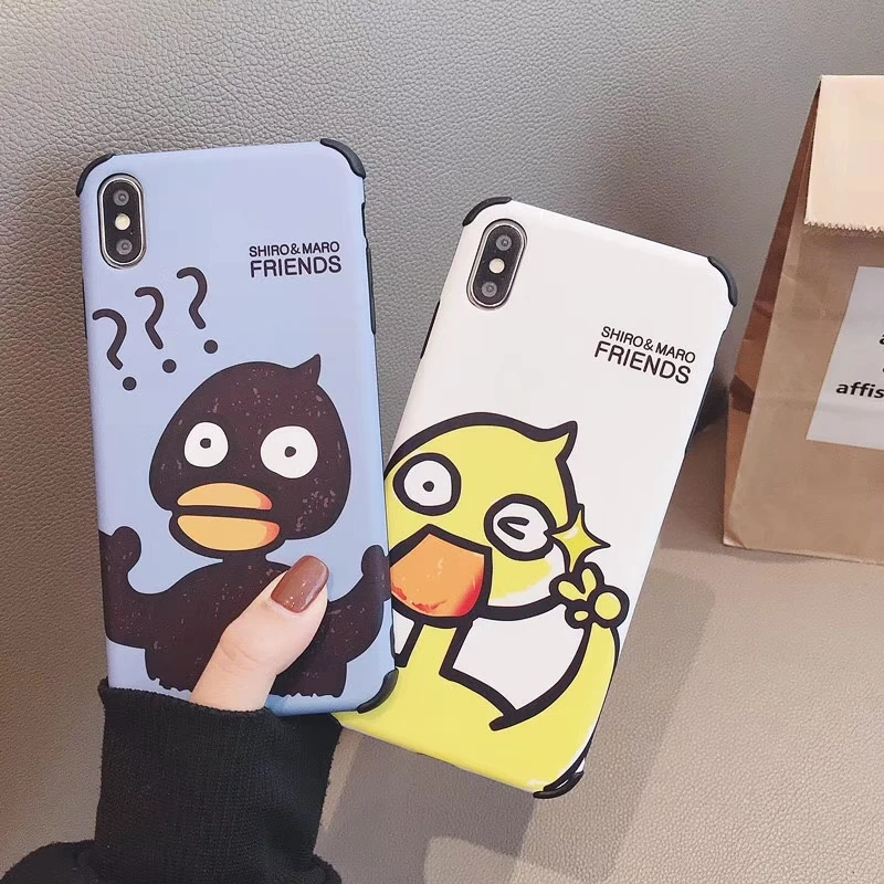 

Four corners Anti-fall Phone case For iphone Xs Max Xr 10 X cartoon pattern Scrub feel Cover For iphone 6 6S Plus 7 8 Plus Cases