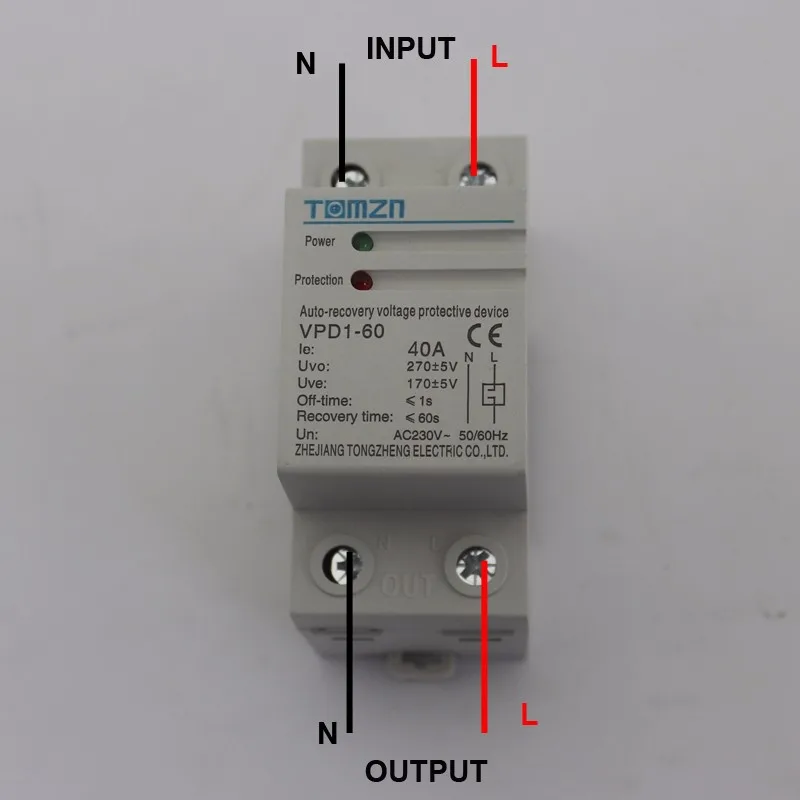 40A 230V din-рейка автоматическое восстановление переподключение перенапряжения и под напряжением защитное устройство предохранитель реле защиты