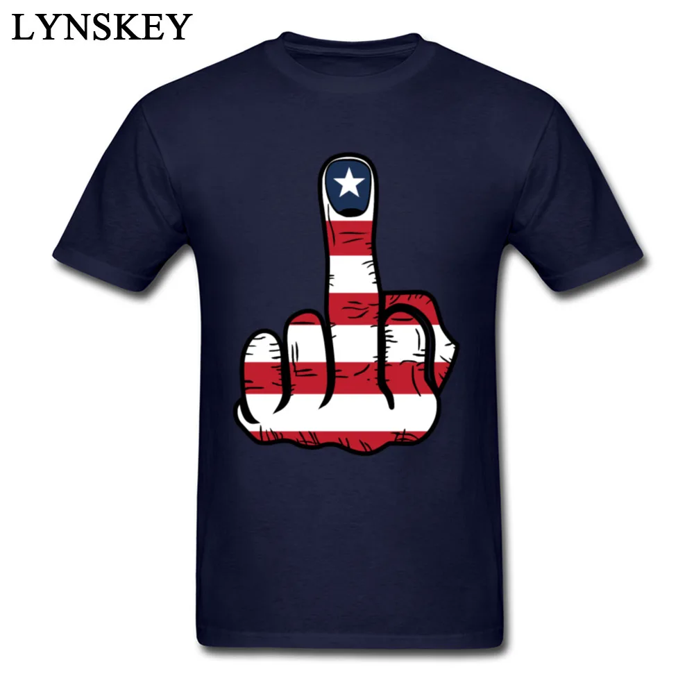 Adult Tops Tees Prevalent Classic T Shirt Pure Cotton Crewneck Short Sleeve Printed Middle Finger USA Flag Clothing Shirt Middle Finger USA Flag navy