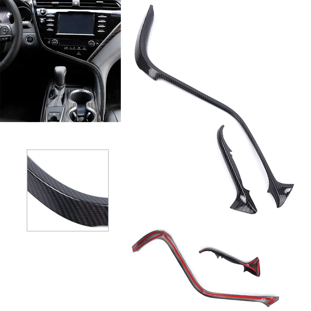 GZYF Carbon Fiber Look Car Center Console Stripe Cover Trim Compatible with Toyota Camry 2018