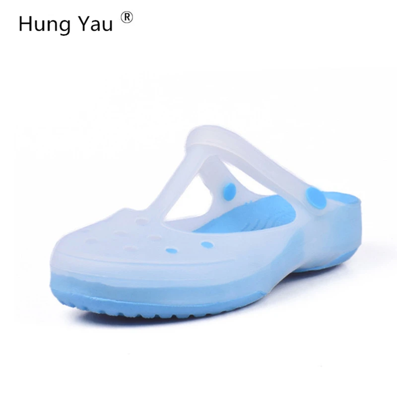 Acheter Sabots femme Adulte Chaussures femme Sandales De Plage Pantoufles Chaussures De Jardin Confortable Bonbons Couleur Trou Chaussures De Gelée D été Taille 39
