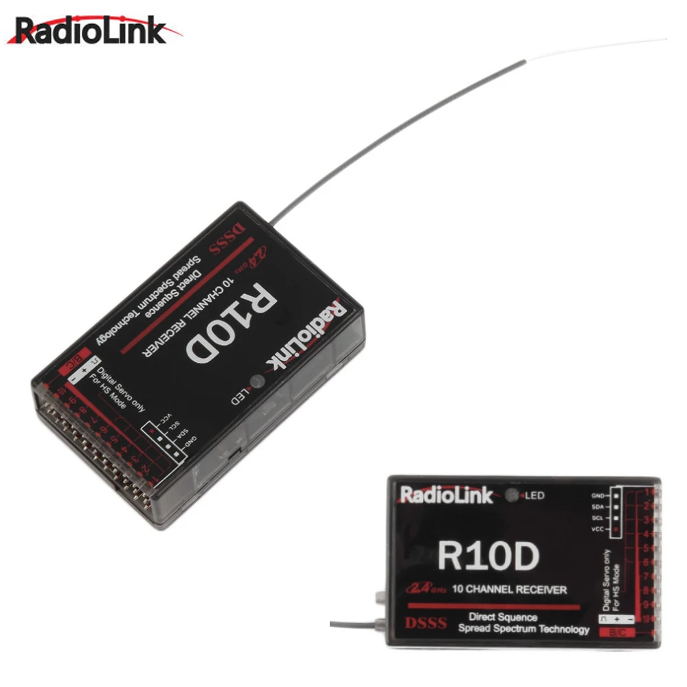 

1pcs Original RadioLink R10D 2.4G 10CH DSSS Receiver for RadioLink AT9 AT10 Transmitter RC Helicopter Multirotor Wholesale