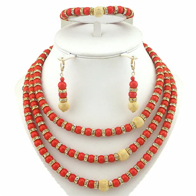Günstige Perle schmuck sets afrikanisches gold schmuck sets hochzeit zubehör feine schmuck sets frauen perle halskette