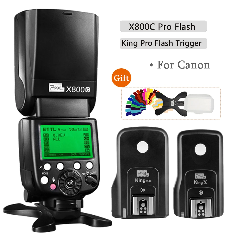 

INSEESI Pixel X800C PRO 2.4G Wireless Flash Speedlight TTL Flashlight & King Pro Flash Trigger Transmitter for For Canon Camera