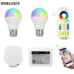 Ми свет E27 6 w RGB CCT Беспроводной затемнения светодиодный лампа AC85-265V Smart light control Mi. Light 2,4G РФ дистанционного и iBox