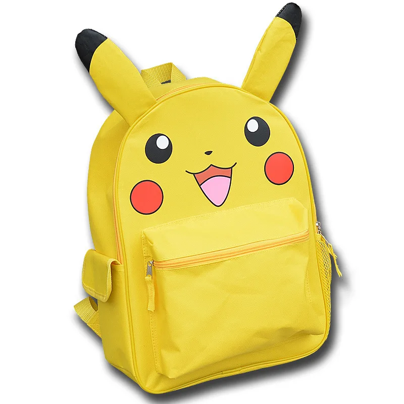  Pokemon Monster Yellow Pikachu Backpack School Book Bag with Ear for Boys Gilrs Kids Mochila back t - 33034729545