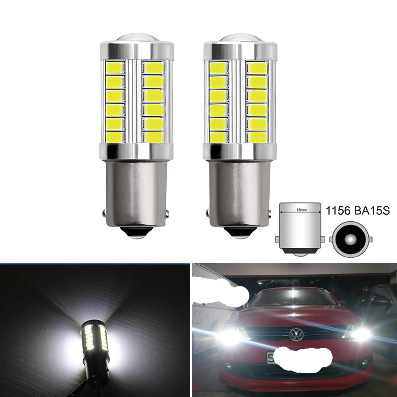 

2Pcs 1156 BA15S P21W S25 Car LED Bulb Daytime Running Lights For VW Volkswagen Jetta MK6 Sharan Scirocco Seat Leon Auto Lamp 12V
