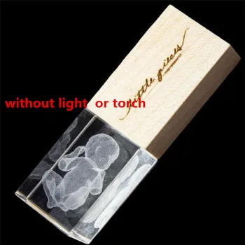 

Custom 3D Logo Glass Crystal Natural Wood USB 2.0 Flash Drive Memory Stick + Box (30pcs free logo)