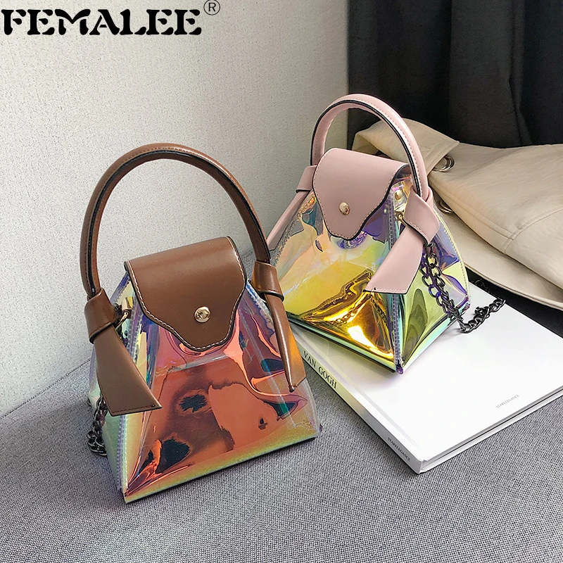 

FEMALEE Dumpling Shape Handbag Laser Transparent Hand Totes Crossbody Bags Summer Beach Bag Fashion Jelly Shoulder Handbags