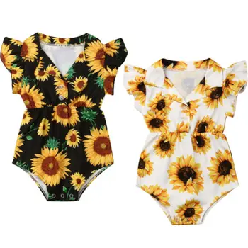

2019 Brand New Sunmer Floral Newborn Toddler Kids Baby Girl Sunflower Romper Bodysuit Jumpsuit Summer Outfits Sunsuit