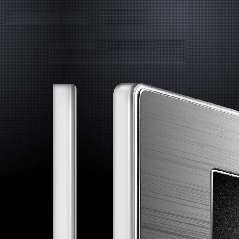 1 2 3 Gang 1 2 Way Bright home switch socket type 86 wall socket with led brushed stainless steel Germany France US UK socket