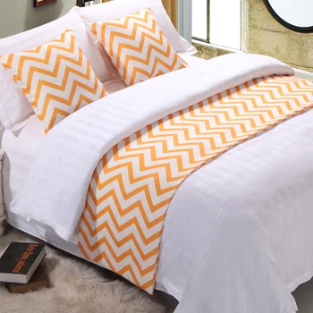 

RAYUAN Orange Stripe Cotton Bedspread Bed Runner Throw Home Hotel Bedroom Bedding Decor Bed Tail Towel
