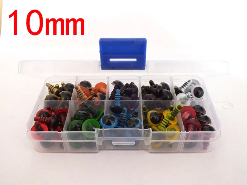 

High-quality Colorful Safety Eyes with white washer with box--10mm