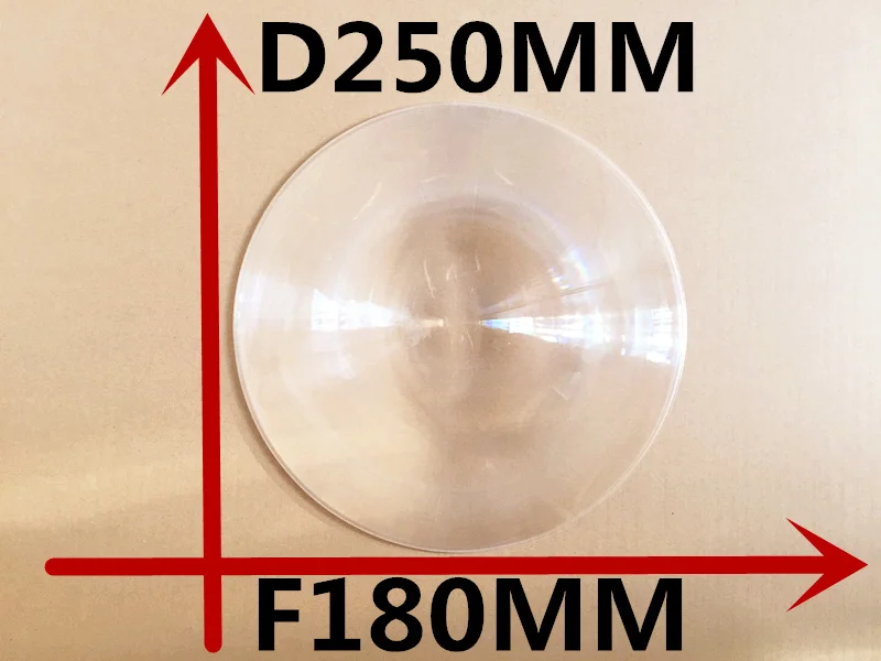 1 pcs/lot Free shipping big size thickness 2 mm Diameter 250 mm Focal