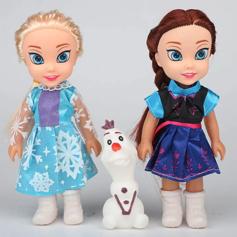Disney 15cm Frozen Princess Elsa Anna Doll Ice and Snow Dolls Model Toys for Girl Christmas Gift Box