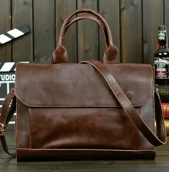 

Classic crazy horse pu leather men's bags leisure shoulder inclined shoulder bag handbag, large capacity Men of package bag