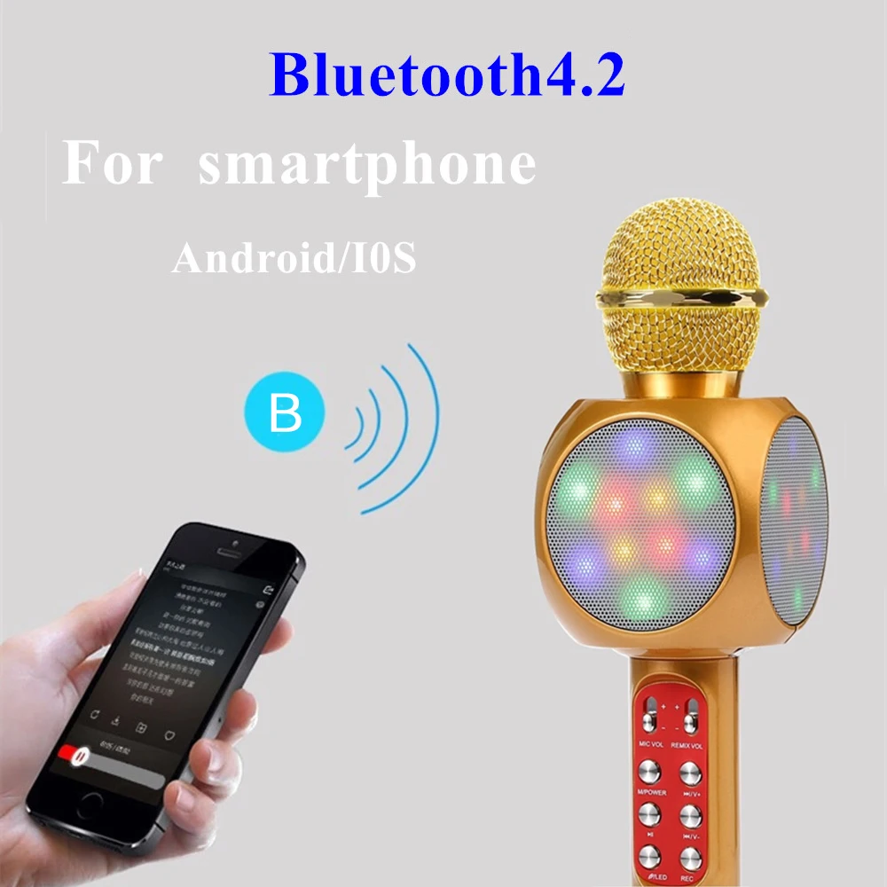 

2019 New Professional LED Light Wireless Microphone With Voice Volume Adjusting