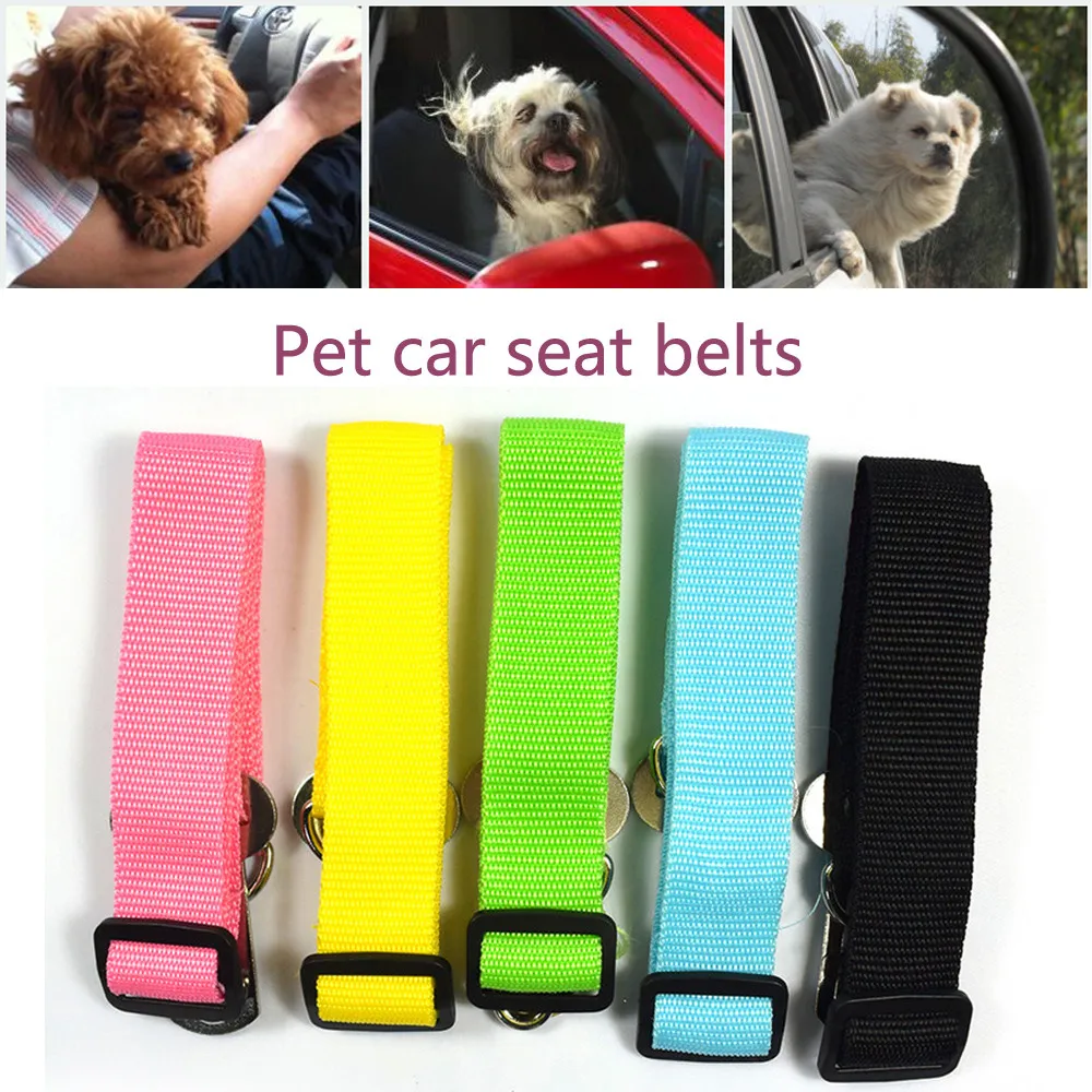 

5 Color Adjustable Pet Dog Safety Seat Belt Nylon Solid Color Puppy Car Safe Belts Restrict Rope Auto Restraint Lead Leash #25