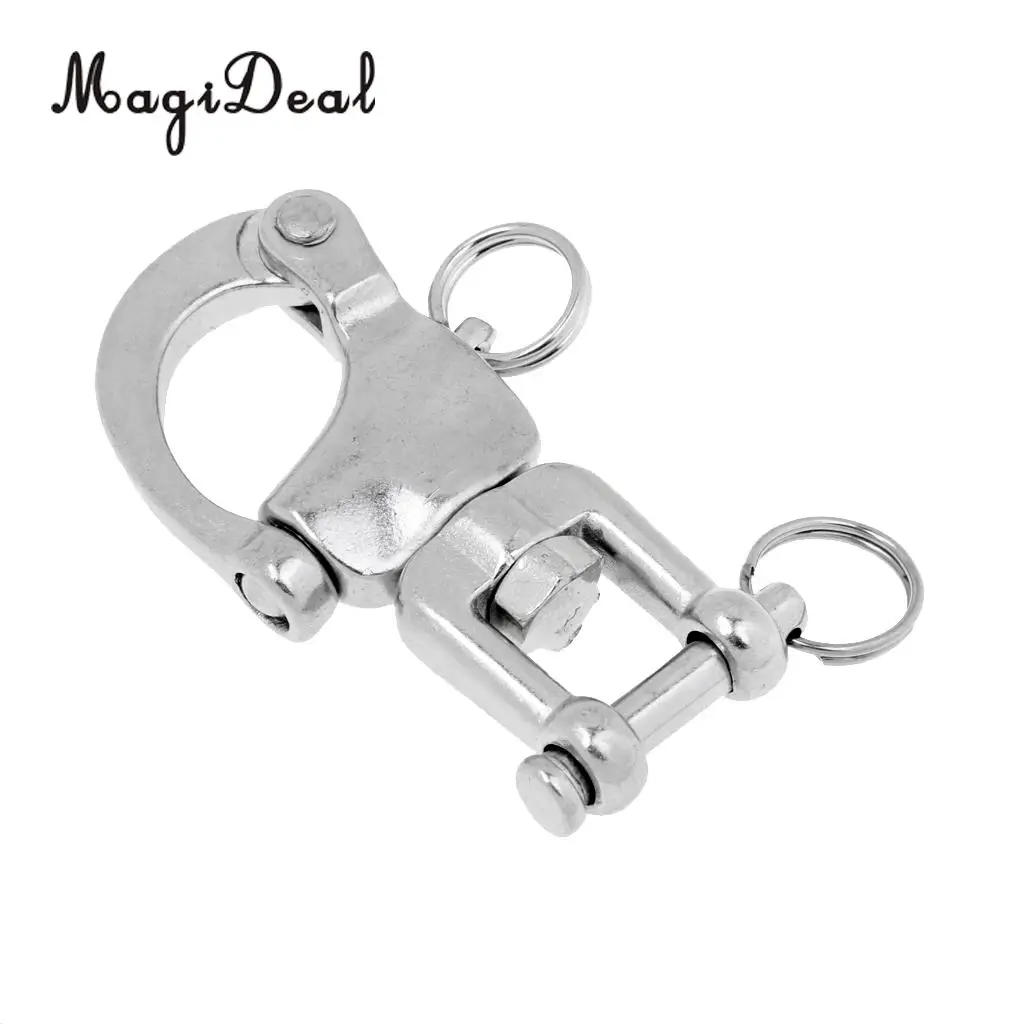MagiDeal Snap Swivel 304 Stainless Steel Heavy Duty Snap Shackle D Ring Shackle Kayak Marine Boat Hardware 3 Size for Canoe Boat