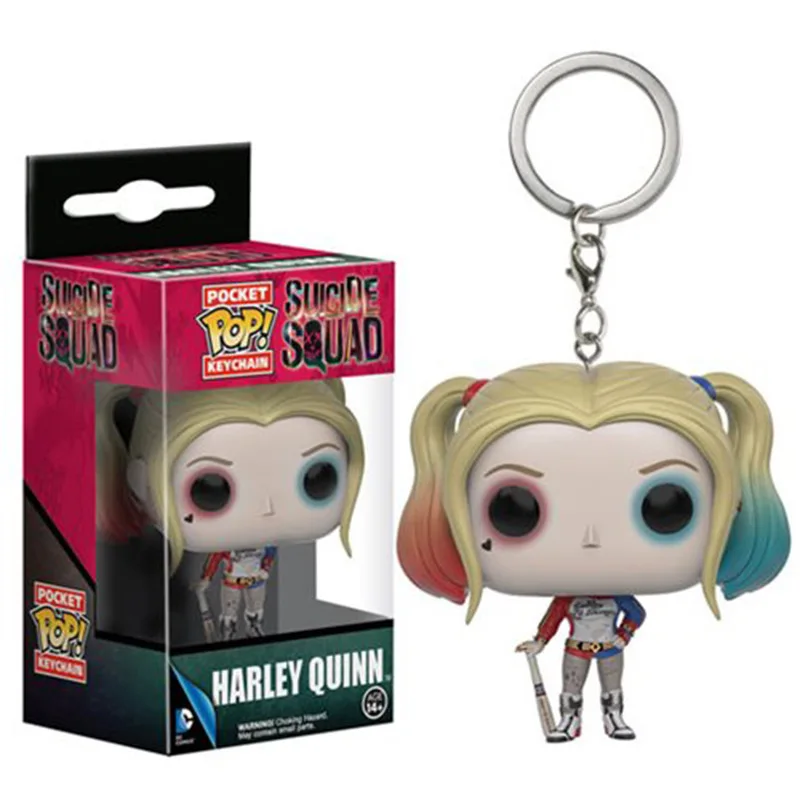 FUNKO POP Suicide Squad Harley Quinn The Joker keychain toy doll pvc action Figure Collection Toys for children with retail box