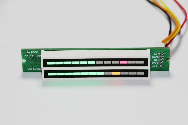 

Mini Dual 12 Level indicator VU Meter Audio Level Meter Stereo Amplifier Board Adjustable light Speed Board AGC Mode