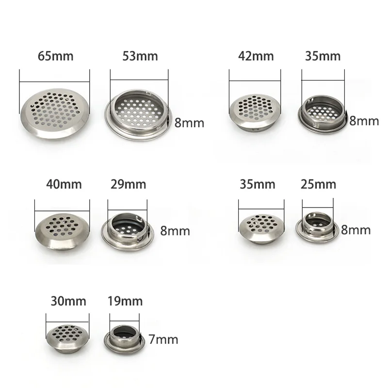 Вентиляционные отверстия из нержавеющей стали с круглым вентиляционным отверстием для шкафа, ванной комнаты, кухни MAL999